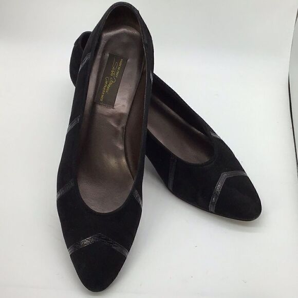 Sesto Meucci of Florence Shoes Vintage Black Suede Made in Italy Heel Size 9.5 - Picture 1 of 8